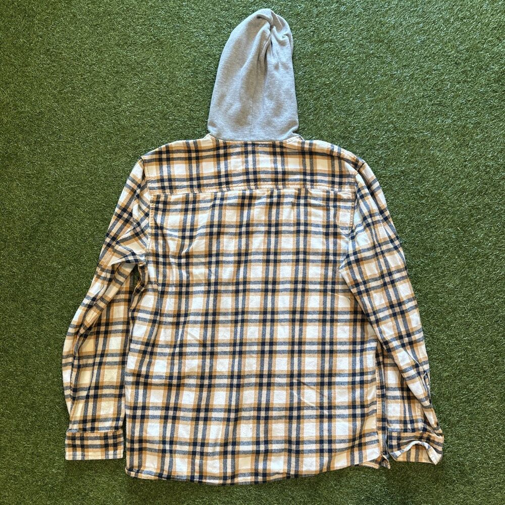 Aeropostale plaid flannel button down shirt hoodie Mens Size Large - Picture 12 of 12